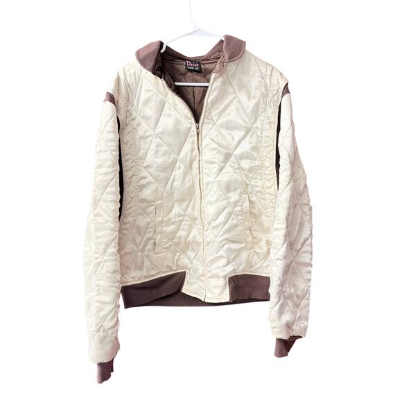 Drive Scorpion Ivory Satin Slim Fit Ryan Gosling Bomber Jacket Size XL Quilted - Picture 4 of 13